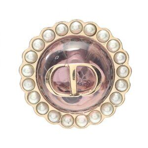 Dior Earrings Petit CD Baroque Gold Pink. White